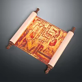Vintage Scroll Painting With Colorful Animal Illustrations And Ancient Scenes