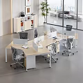 Modern Office Workspace With Combination Desks Ergonomic Chairs Computer Monitors And Storage Cabinets 3d model