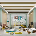 Vibrant Kindergarten Interior Design With Slide Colorful Cushions Small Tables And Wooden Elements