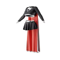 Superhero Themed Outfit With Black Crop Top Skirt And Red Cape