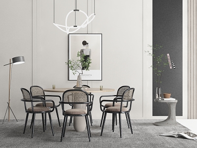 Modern Dining Table and Chair Combination 3d model