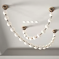 Elegant White Beaded Chandelier With Gold Accents Hanging Ceiling Mounted Design