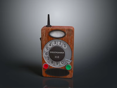 Vintage Wooden Dial Computer Modem With Antenna Red Green Buttons And RIONTA 318 Label 3d model