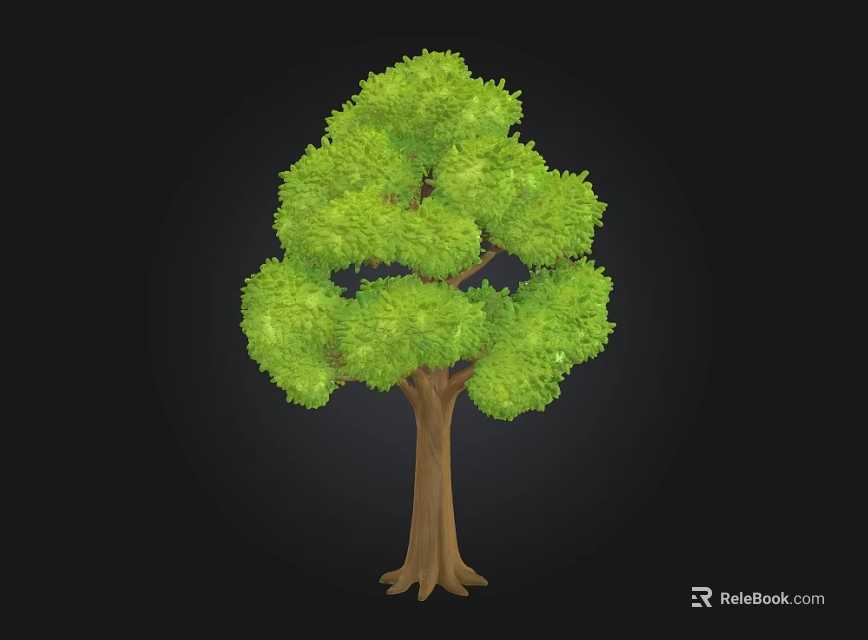 Lush Green Arbor With Thick Brown Trunk And Dense Foliage Canopy 3d model 