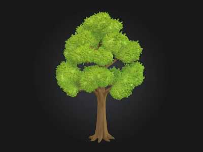 Lush Green Arbor With Thick Brown Trunk And Dense Foliage Canopy 3d model