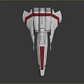 White and Red Sleek Spaceship 3D Model with Cockpit and Engine Details