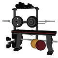 Fitness Sports Equipment Set With Barbell Weight Plates Bench Dumbbells And Medicine Balls
