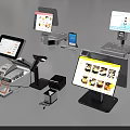 Modern Retail POS Systems With Multiple Screens Receipt Printers And Mobile Devices