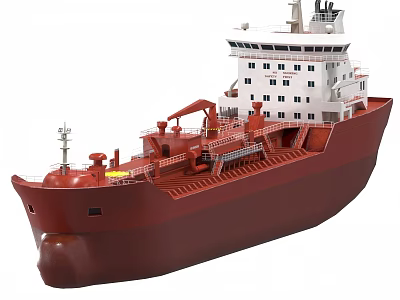Large Red Oil Tanker Ship With White Superstructure And Deck Machinery 3d model