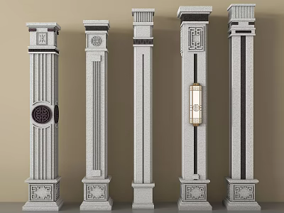 Traditional Chinese Decorative Stone Pillars With Carved Patterns And Intricate Designs 3d model