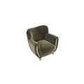 Olive Green Single Sofa with Velvet Fabric Wooden Armrests and Wooden Legs Modern Elegant Design