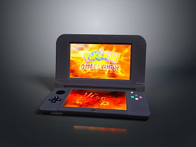 Handheld Gaming Console With Dual Screens And Vibrant Interactive Game 3d model