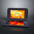 Handheld Gaming Console With Dual Screens And Vibrant Interactive Game 3d model