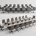 Modern Conference Table With Black Office Chairs Laptops And Documents 3d model
