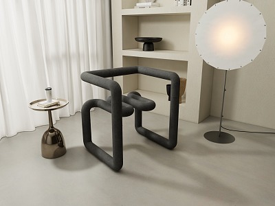 Modern single chair leisure chair armchair floor lamp model