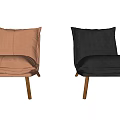 Black Leather Accent Chair with Large Cushion and Wooden Legs in Modern Design