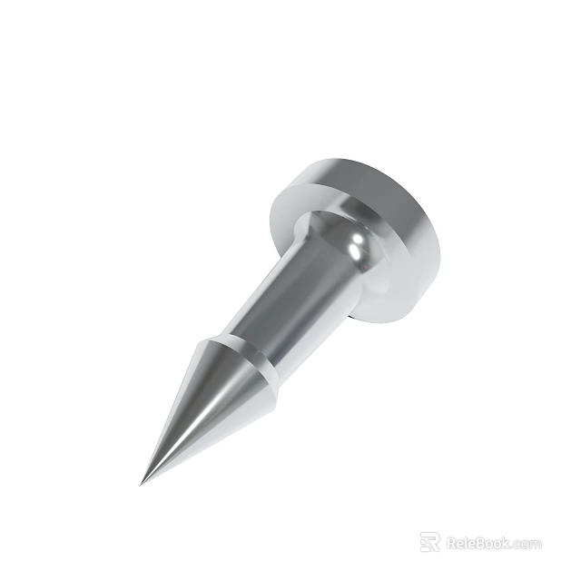 Silver Metal Tapered Pointed Component With Smooth Surface And Circular Base 3d model 