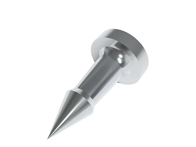 Silver Metal Tapered Pointed Component With Smooth Surface And Circular Base 3d model