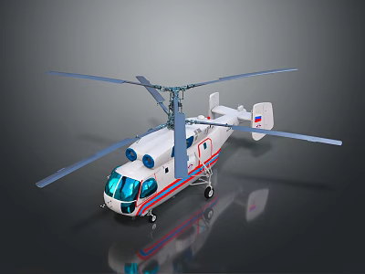 Space Astronautics Helicopter With Blue White Red Stripes And Propeller Design For Mission 3d model