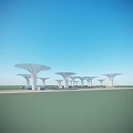 Modern Pergolas Featuring Intricate Openwork Canopy And White Columns In Landscaped Area