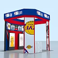 NBA App NBA.com Booth Display With Lakers Nets Jerseys And Team Logos 3d model