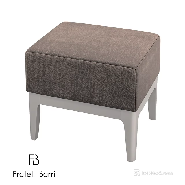 Modern Dark Gray Fabric Ottoman With Light Gray Legs For Living Room Furniture 3d model 
