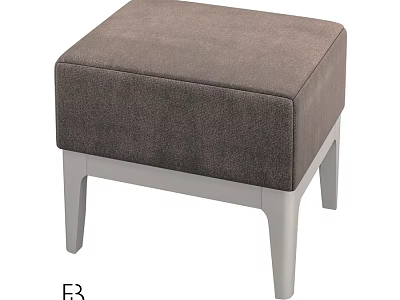 Modern Dark Gray Fabric Ottoman With Light Gray Legs For Living Room Furniture 3d model