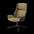 Modern High Back Office Chair With Beige Fabric Upholstery And Metal Base