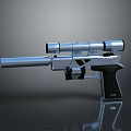 Silver Metallic Pistol With Scope And Black Grip Modern Design Reflective Surface 3d model