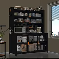 Modern Spacious Kitchen Sideboard Cabinet With Multitier Display Shelves For Organizing Dishes And Small Appliances