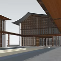 Modern Sales Office Building With Wooden Lattice Walls And Perforated Design Elements