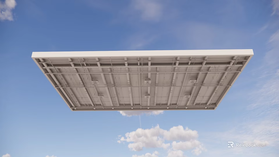 Industrial Style Suspended Ceiling For Large Building With Clear Metal Framework Structure 3d model