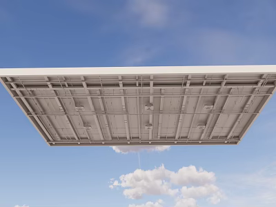 Industrial Style Suspended Ceiling For Large Building With Clear Metal Framework Structure 3d model