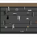 Modern Gray Bookshelf With Layered Shelves Built-in Lights Books And Decorative Items