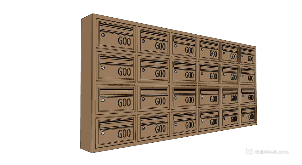 Commercial Mailbox Cabinet With Multiple Lockable Compartments For Office Use 3d model