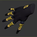 3D Model Of Black Mechanical Arm With Yellow Fingers And Blue Joints