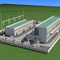 Modern Industrial Plant in Green Grassy Environment with External Electrical Equipment and Multiple Structures