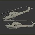 Two White Helicopter Models Displayed On Dark Background With Reflection 3d model
