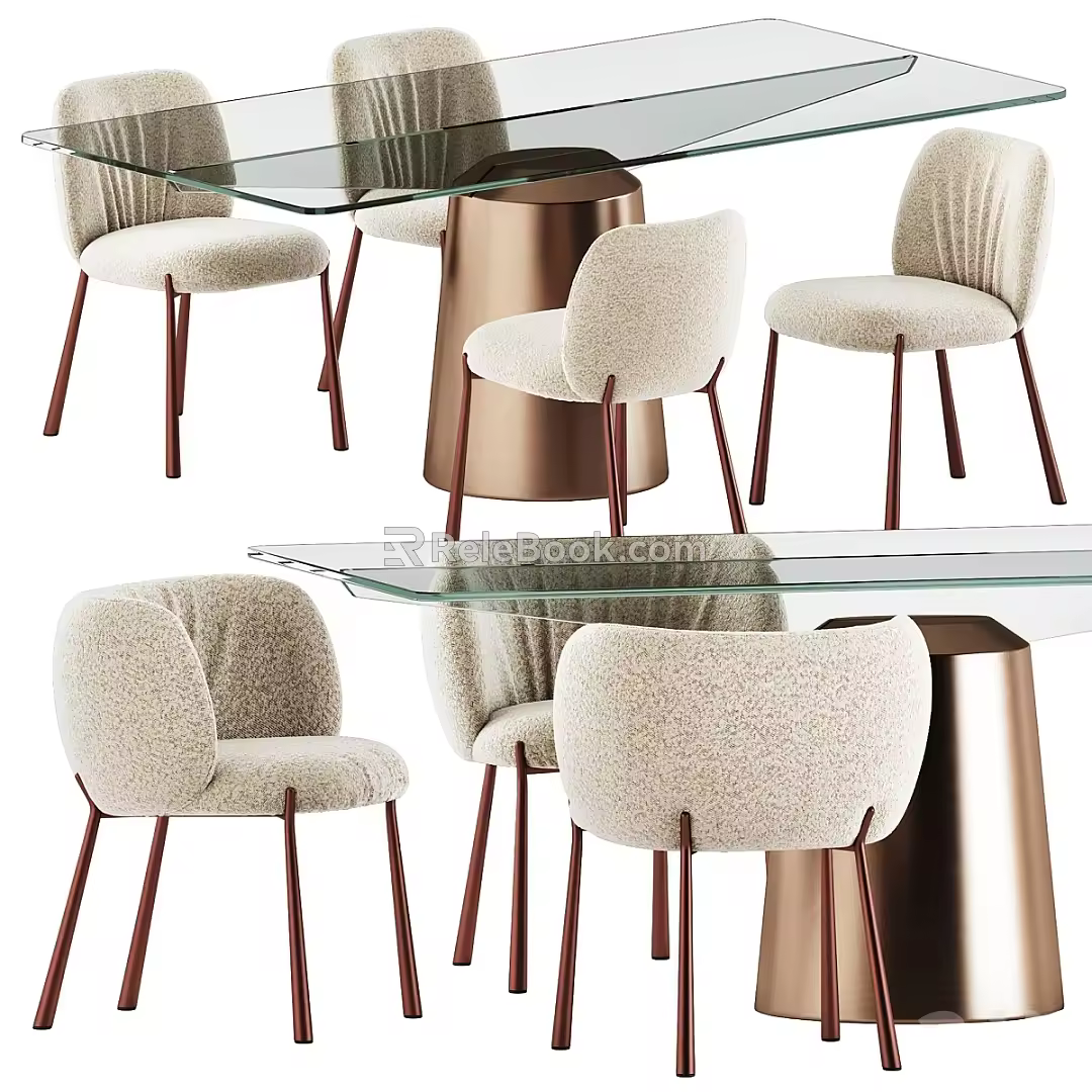 Dining table and chair 3d model