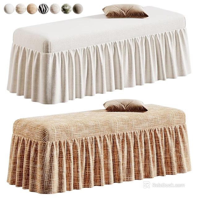 Elegant Linen Fabric Sofa Bench With Ruffled Skirt Cover For Living Room Bedroom Home Decoration 3d model 