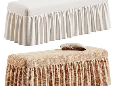 Elegant Linen Fabric Sofa Bench With Ruffled Skirt Cover For Living Room Bedroom Home Decoration 3d model