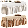 Elegant Linen Fabric Sofa Bench With Ruffled Skirt Cover For Living Room Bedroom Home Decoration