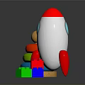 Colorful Children's Toys With Wooden Stacking Rings Rocket Shaped Toy And Plastic Building Blocks