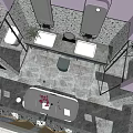 Hotel Room Bathroom Interior Modern Design With Double Sinks Marble Countertop And Bathtub