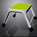 Modern Simple Stool With White Frame Green Seat And Black Non Slip Feet