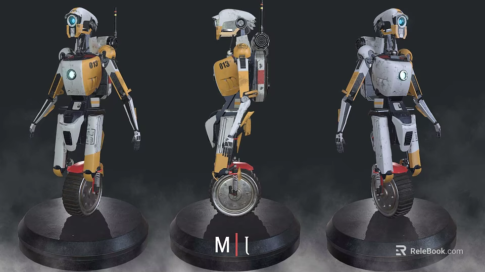 Smart Machines Single Wheel Robots With Yellow White Design And M1 Logo Display Models 3d model 