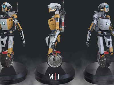 Smart Machines Single Wheel Robots With Yellow White Design And M1 Logo Display Models 3d model