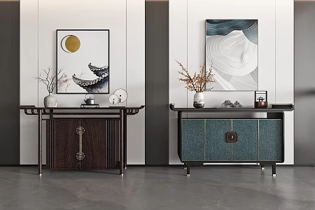 New Chinese Style Entrance Cabinet End View Cabinet Shoe Cabinet Side Cabinet 3d model
