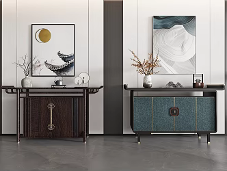 New Chinese Style Entrance Cabinet End View Cabinet Shoe Cabinet Side Cabinet 3d model
