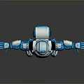 Blue And Silver Astronaut In Spacesuit With Arms Outstretched Standing